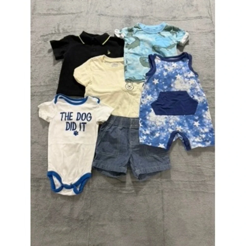 Baby 12M Clothing Bundle 6pc Carters Disney Cat & Jack US Polo Assn Blue‎ Black